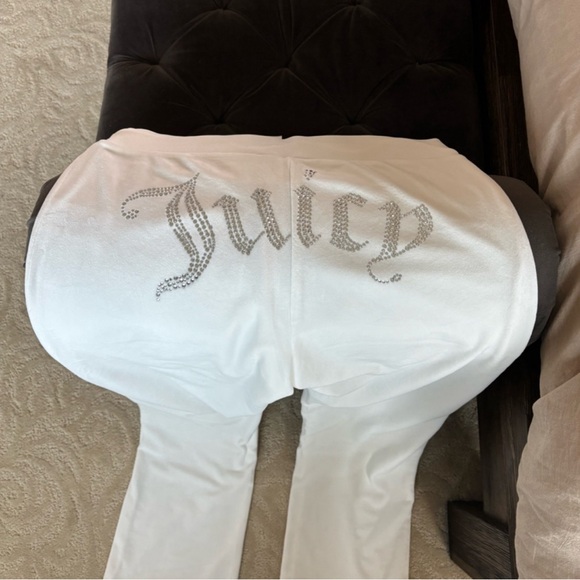 Juicy couture OG BIG BLING VELOUR TRACK PANTS in Medium white Angel color - Picture 3 of 7